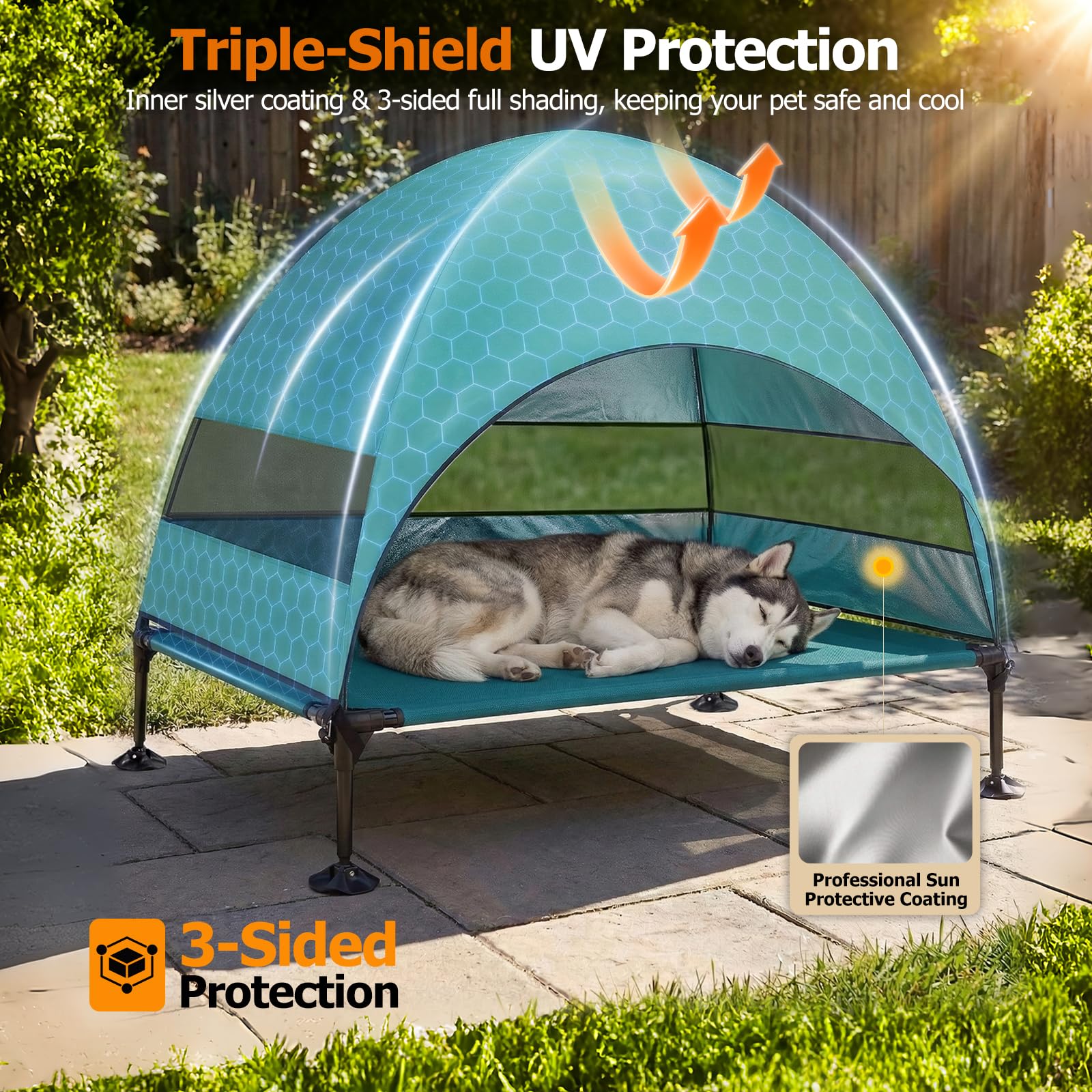 CJYMMFAN oversized canopy promotes airflow while shielding sun