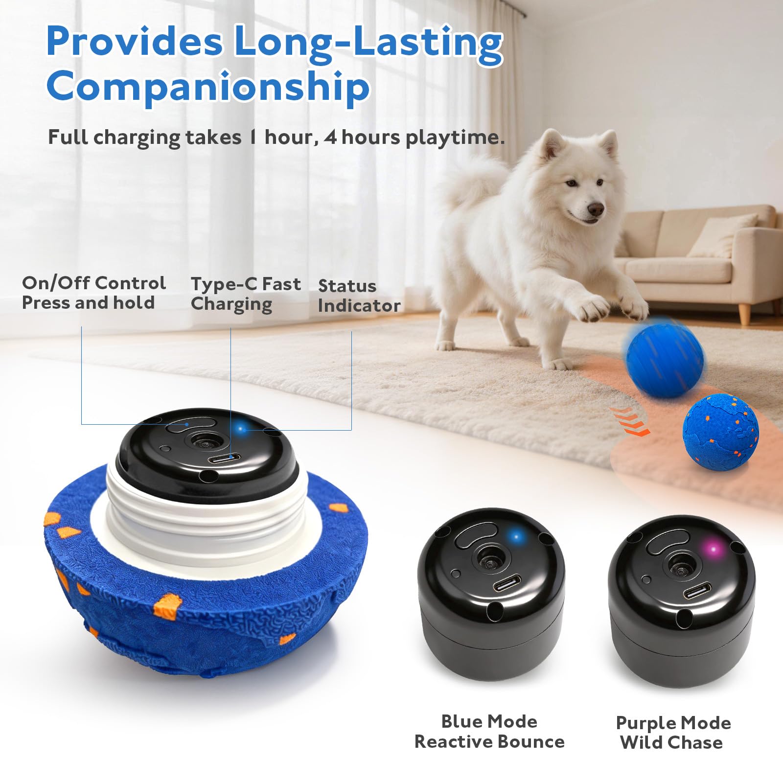 Ckin pet Smart Ball waterproof seal protects the motor during outdoor use.