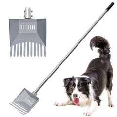 CKLT Heavy Duty Pooper Scooper with 66in handle, angled head for easy pickup of large dog waste