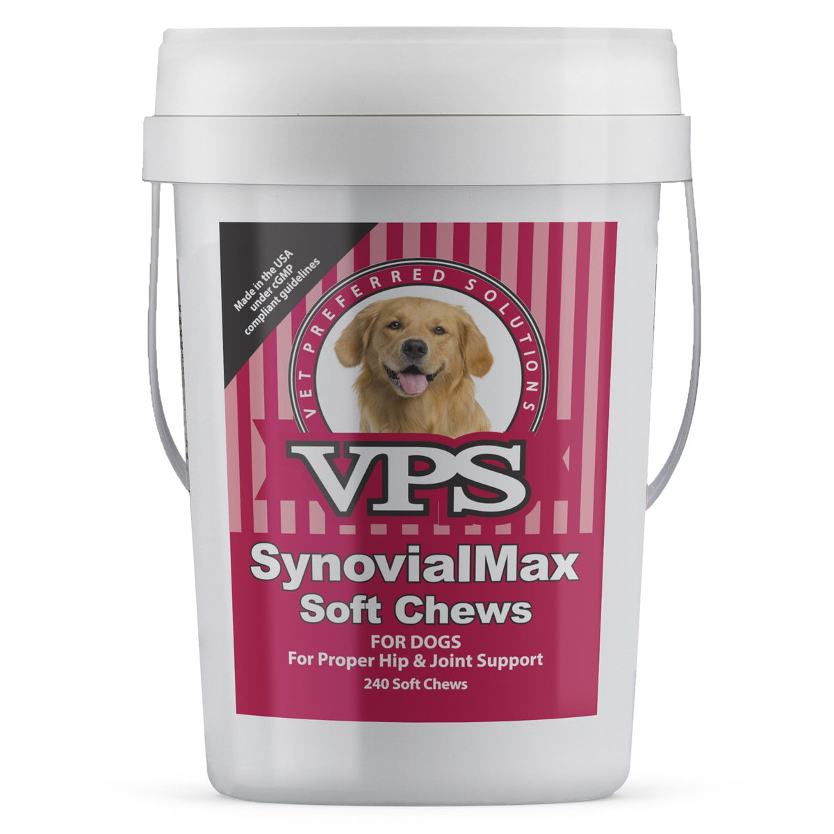 CLASSIC VPS SynovialMax bottle front with liver flavored chews for joint support