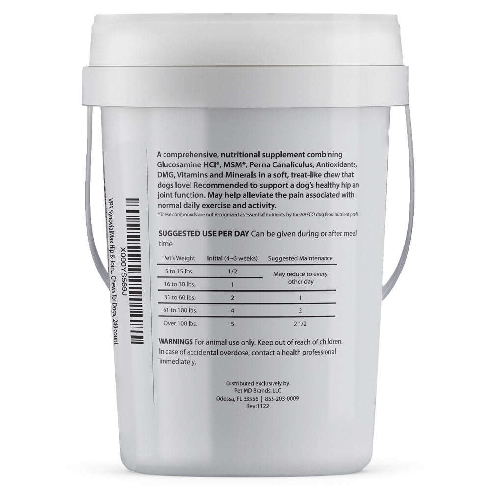 CLASSIC VPS SynovialMax bottle side view showcasing packaging and counts