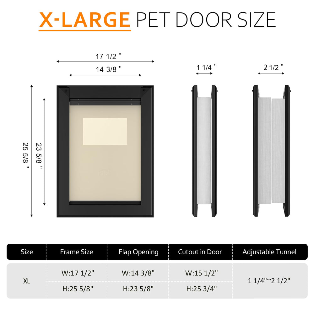 Classicmacher door fits doors 1 1/4 to 2 1/2 inches thick.