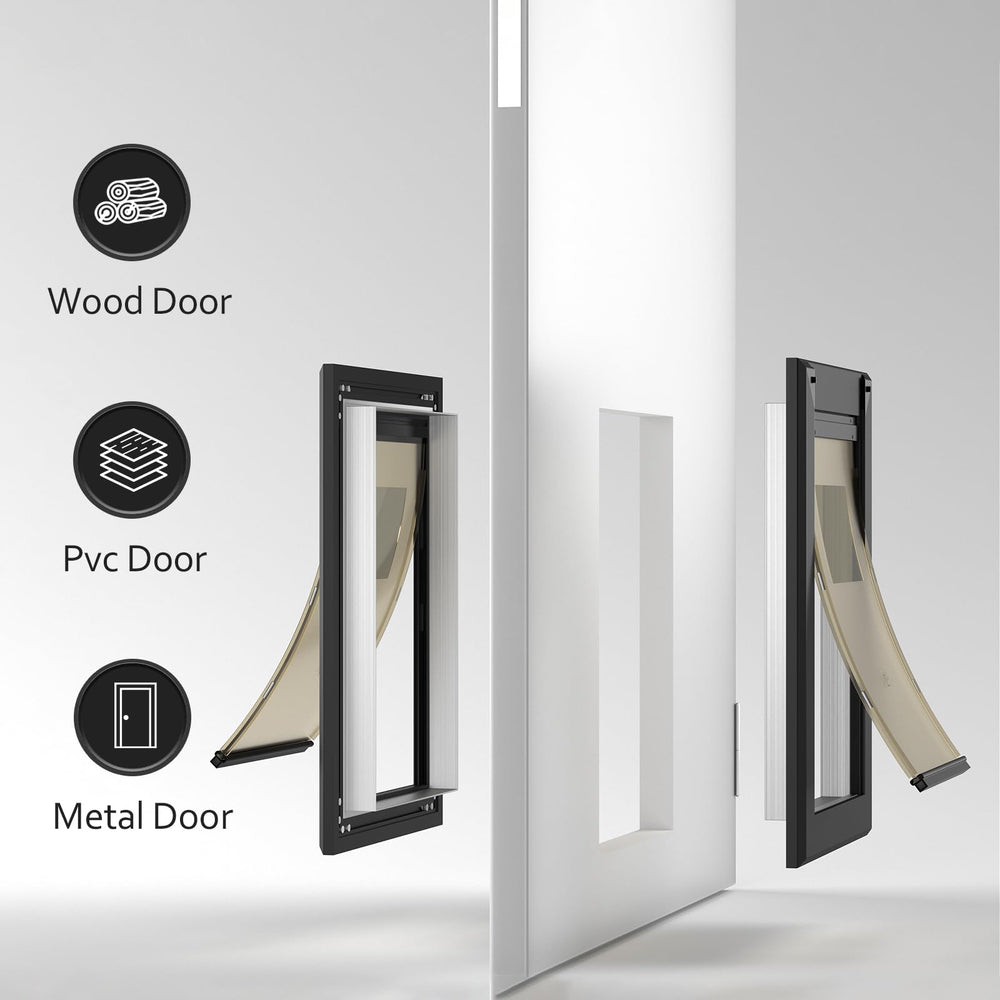 Classicmacher heavy duty dog door side view for exterior installation