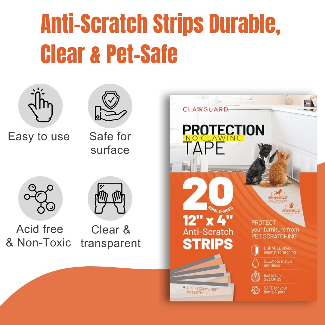 CLAWGUARD clear flexible shield blends with decor while guarding upholstery.