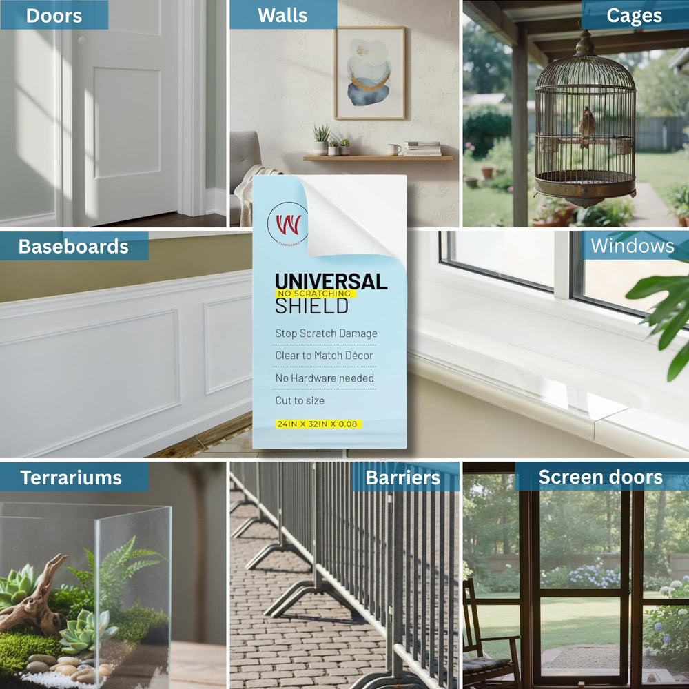 CLAWGUARD Plexiglass Shield dog claw protection for doors and furniture.