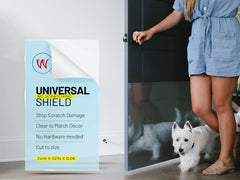 CLAWGUARD Plexiglass Shield door protector keeps claws away while blending with decor.