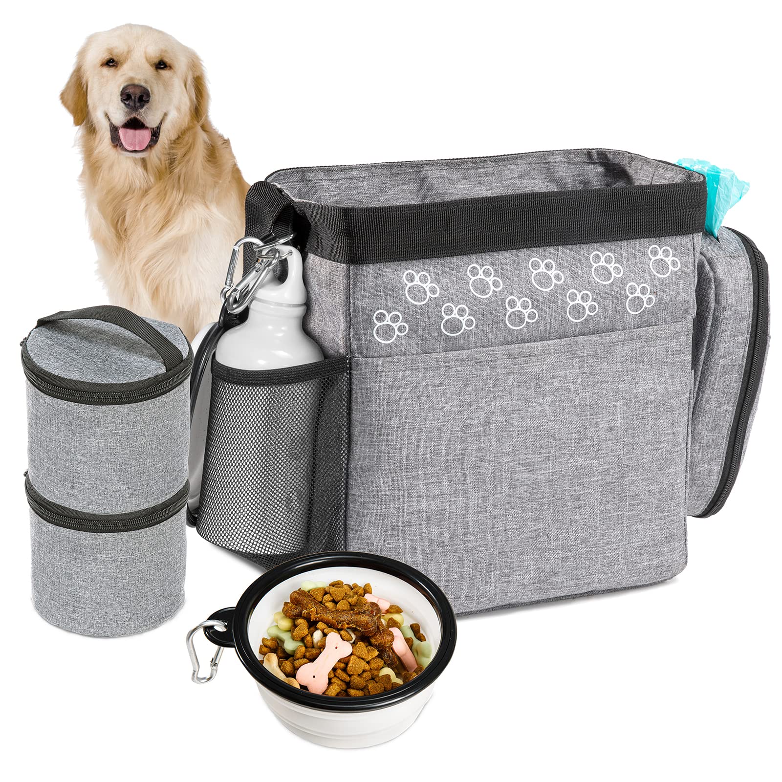 CLAWIST dog travel bag treat pouch in action for quick snack access during travel.