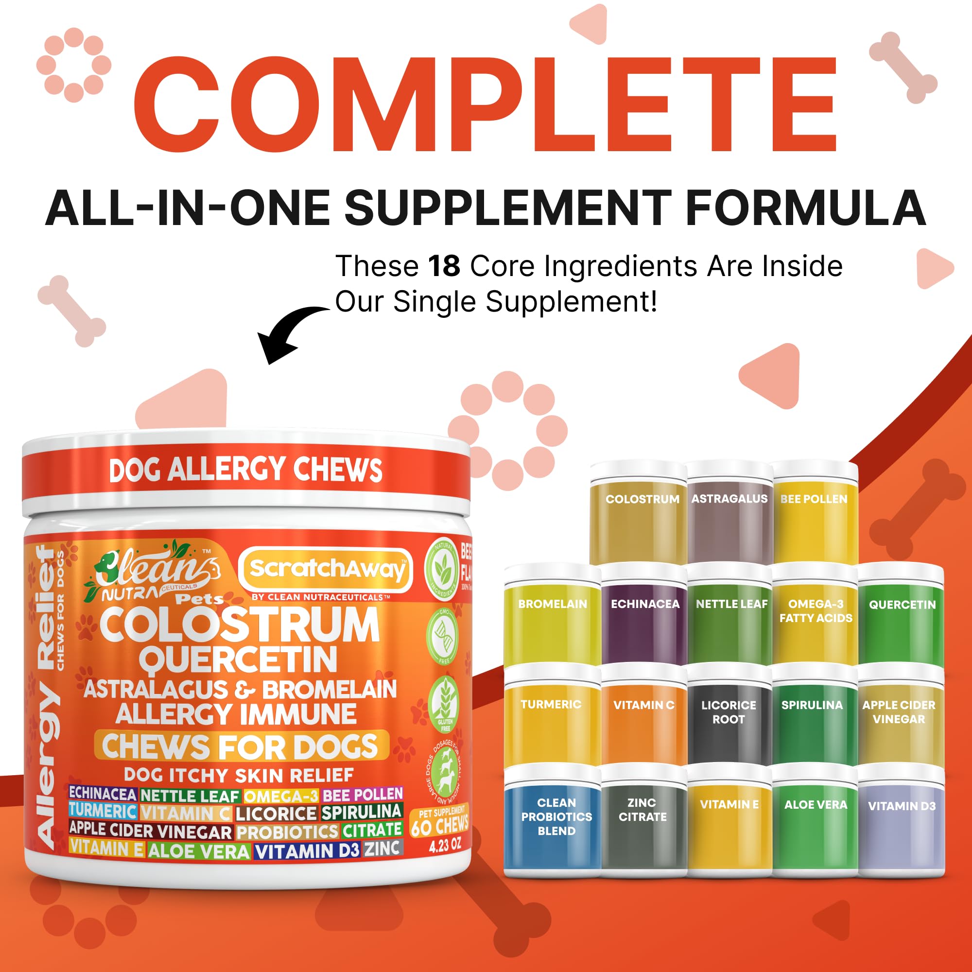 Clean Nutraceuticals dog itch relief chews beef flavor supports coat comfort.