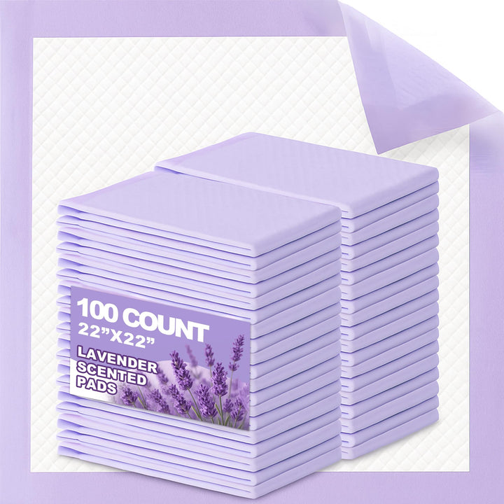 CLEAN SPACES lavender scented puppy pads packaging, convenient 100-count box for potty training