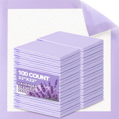 CLEAN SPACES lavender scented puppy pads packaging, convenient 100-count box for potty training