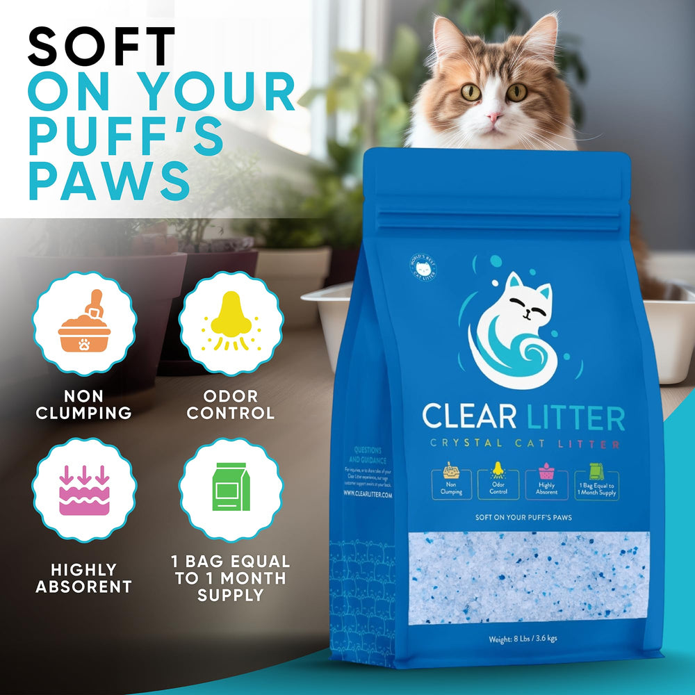 Clear Litter odor-control crystals neutralize smells faster for a fresher home.