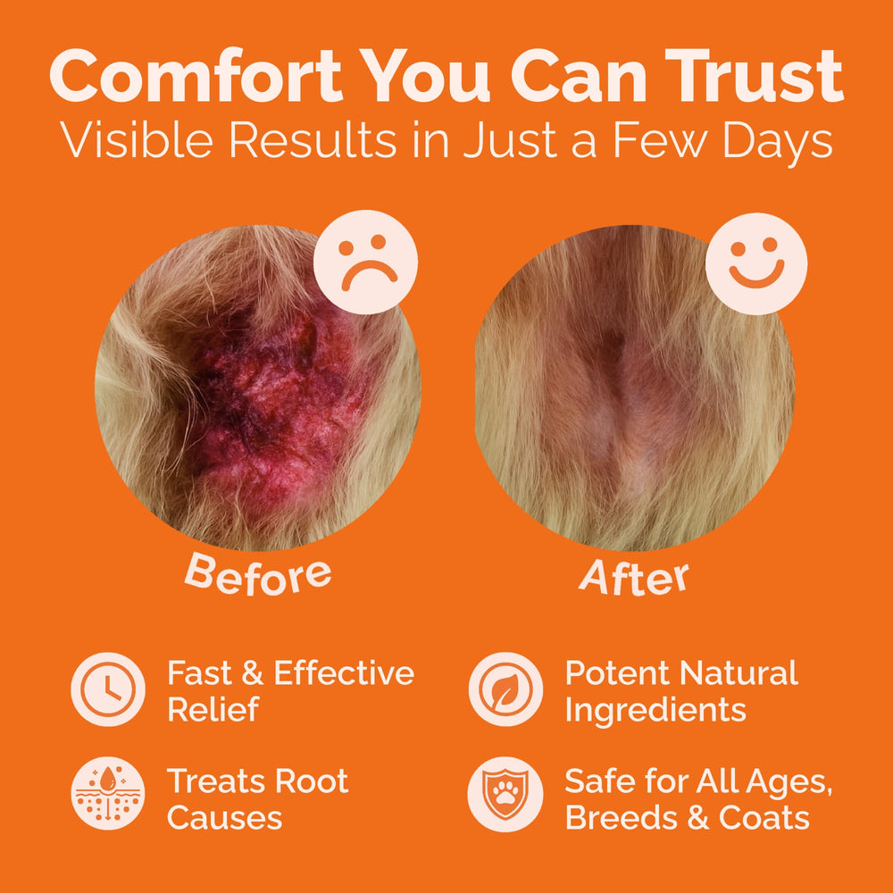 ClearFur natural Pelargonium sidoides ingredient visible for gentle skin support.