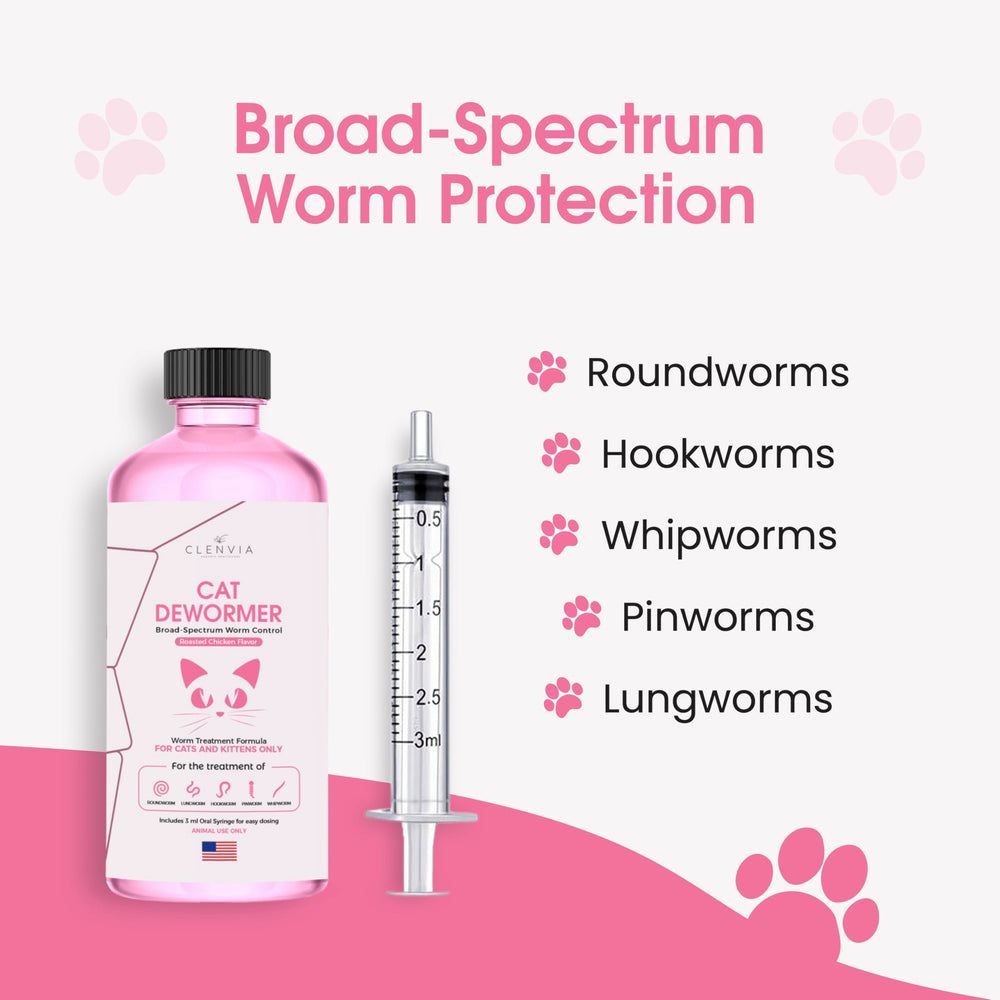 CLENVIA Cats Liquid Dewormer syringe enabling precise, mess-free oral dosing