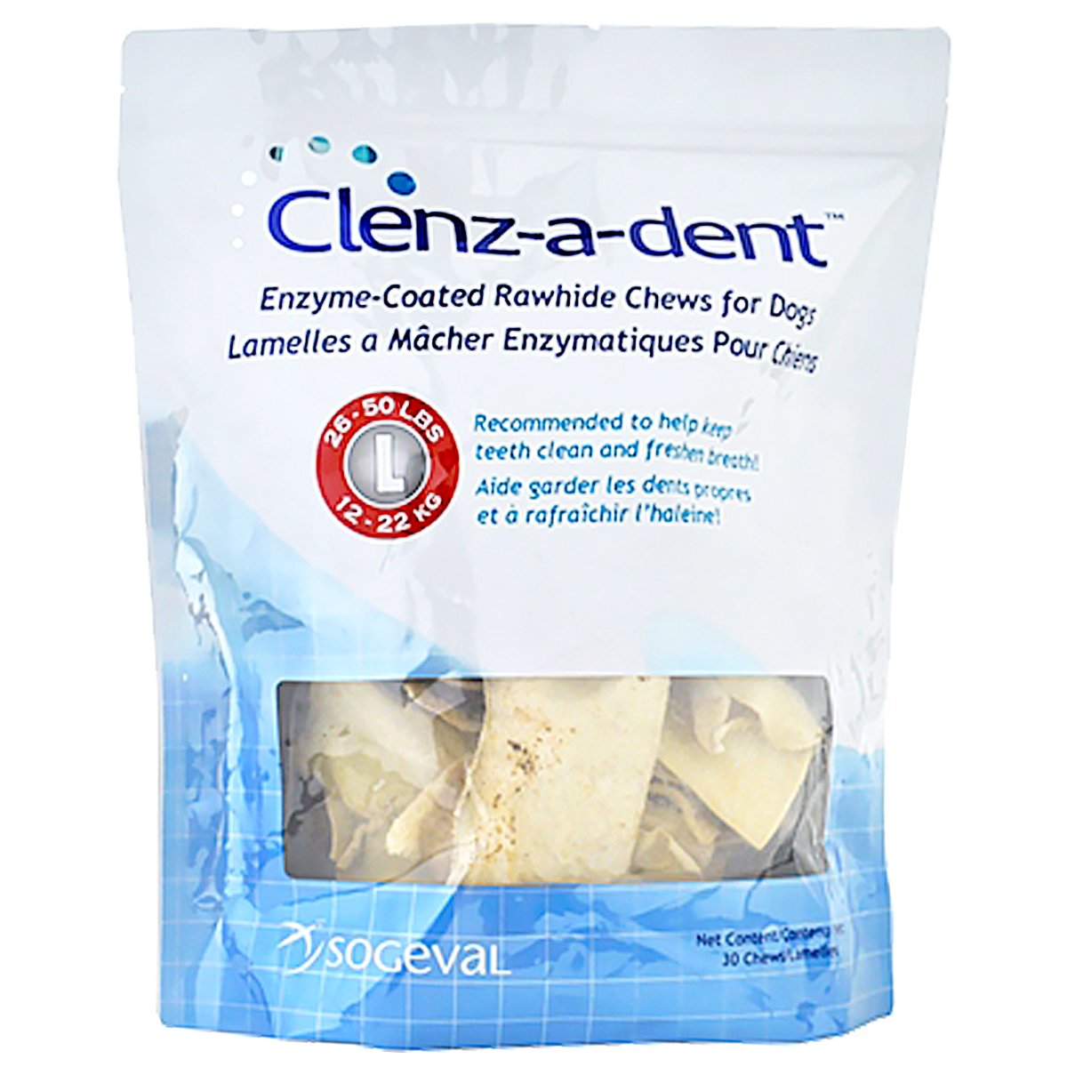 Clenz-A-Dent rawhide chews for dogs large, long-lasting dental cleaning between vet visits.