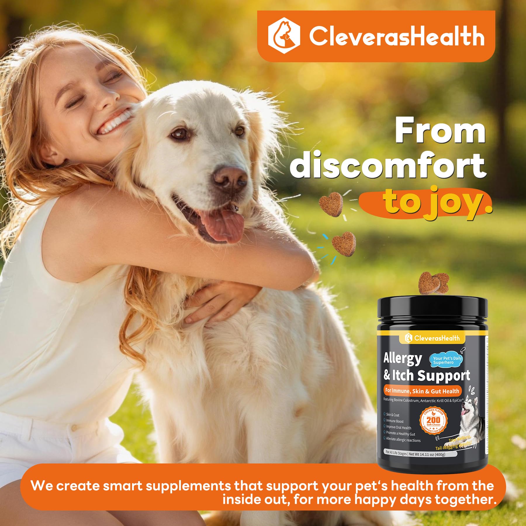 CleverasHealth dog allergy relief chews probiotic blend information