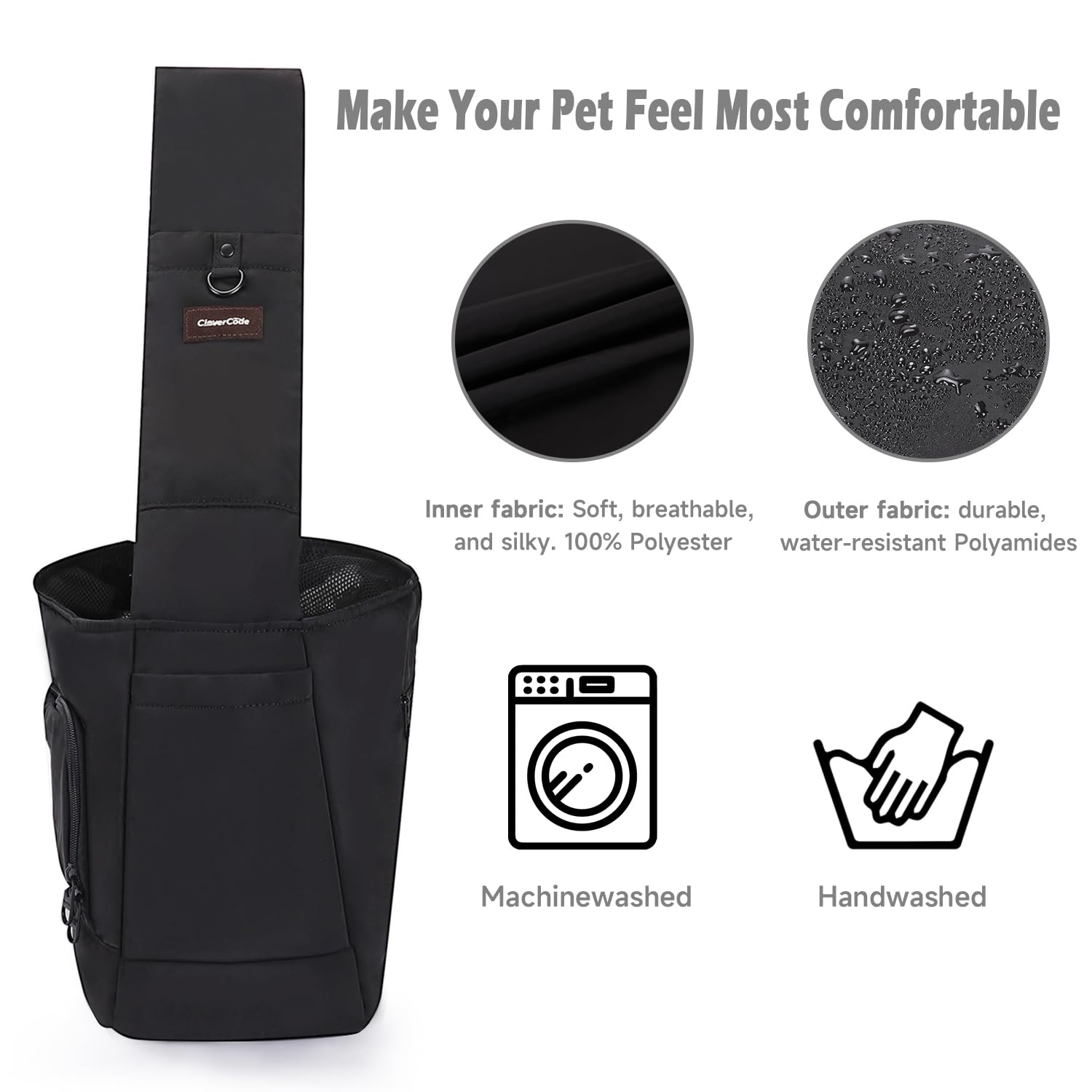 CleverCode Dog Sling Carrier ultra-lightweight design with wide adjustable strap