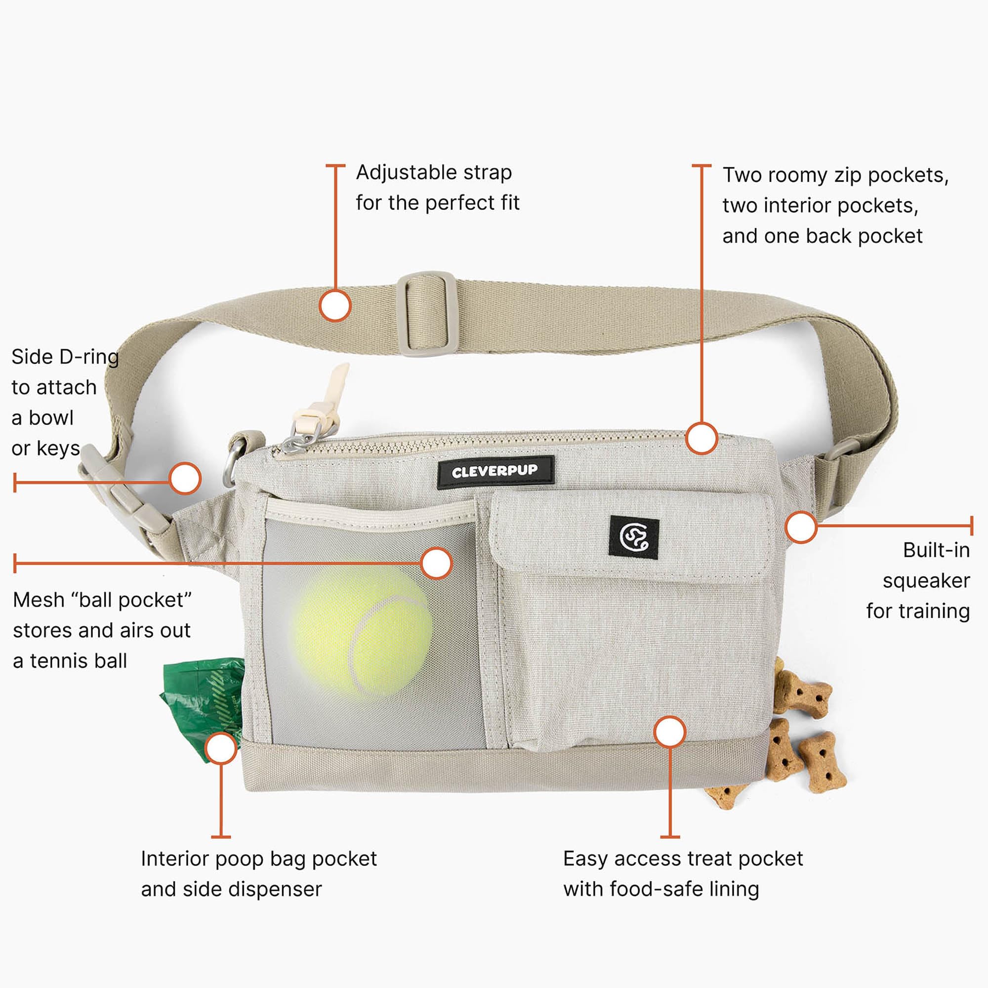 Cleverpup Poop Bag Dispenser provides on-the-go cleanup.