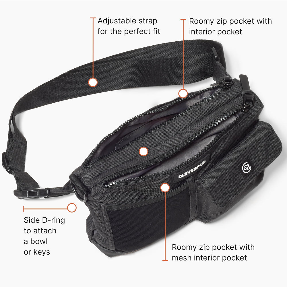 Cleverpup sling bag side D-ring for keys or a small bowl.