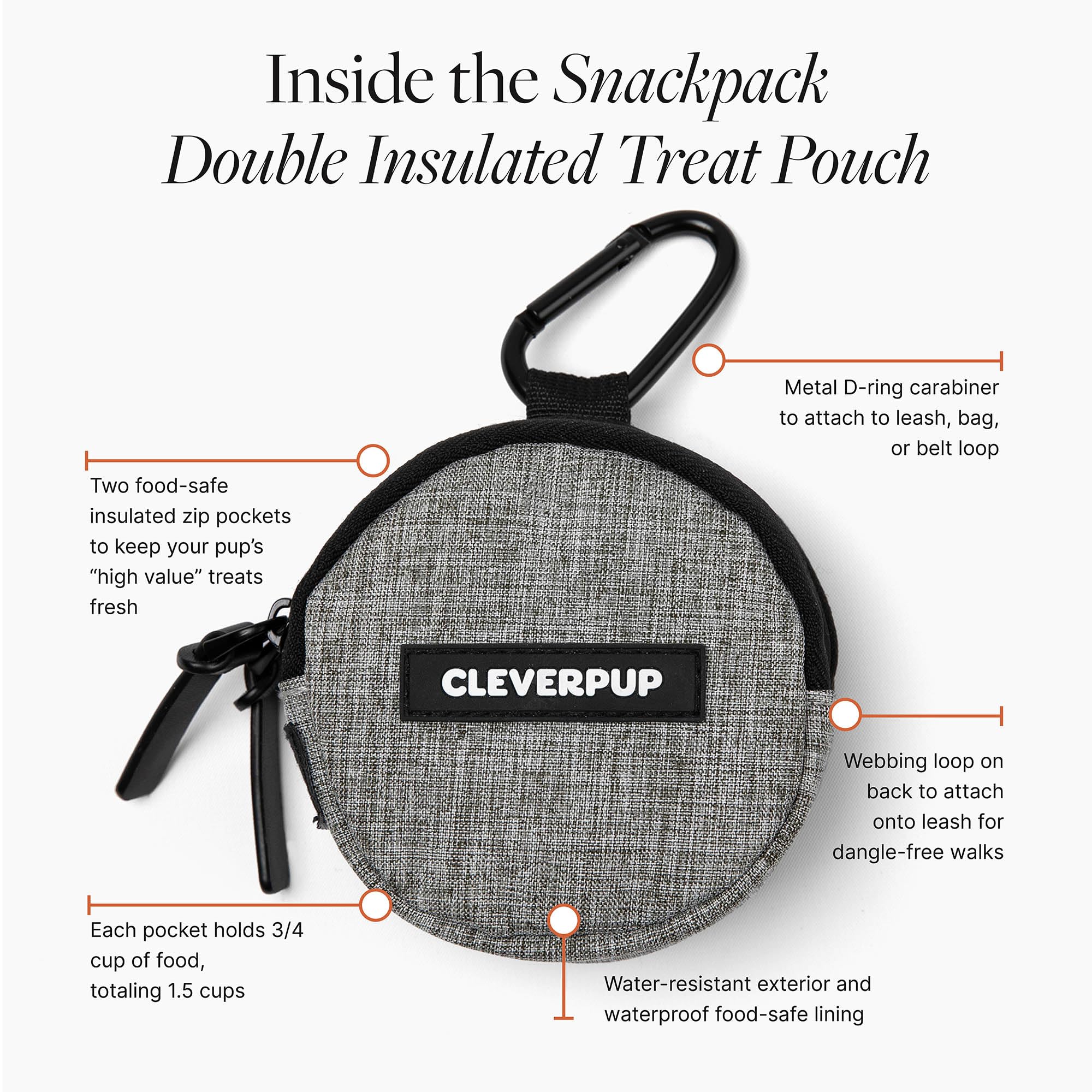 Cleverpup Snackpack easy to clean with mild soap and air dry.