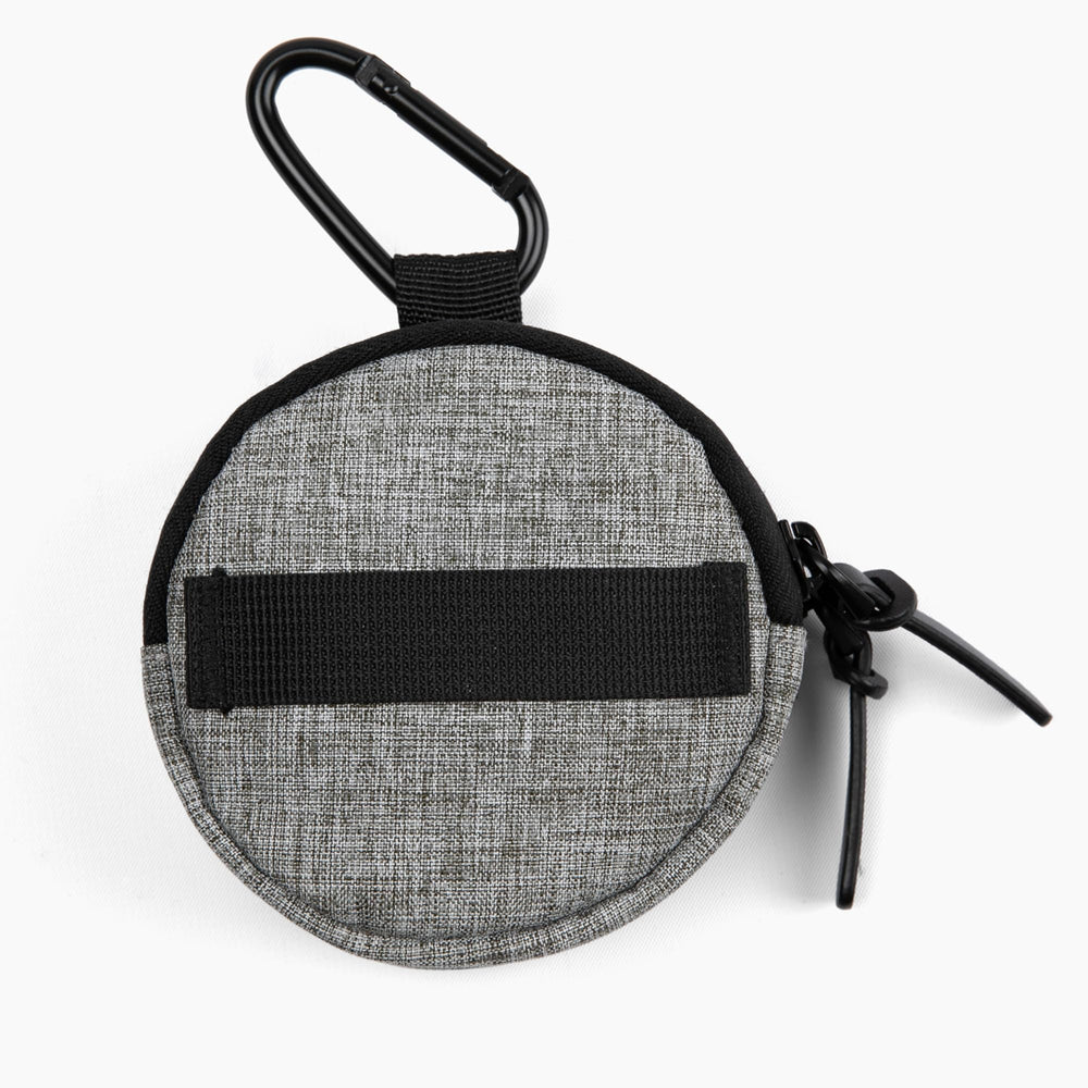 Cleverpup Snackpack in Heather Grey blends with gear and hides dirt.