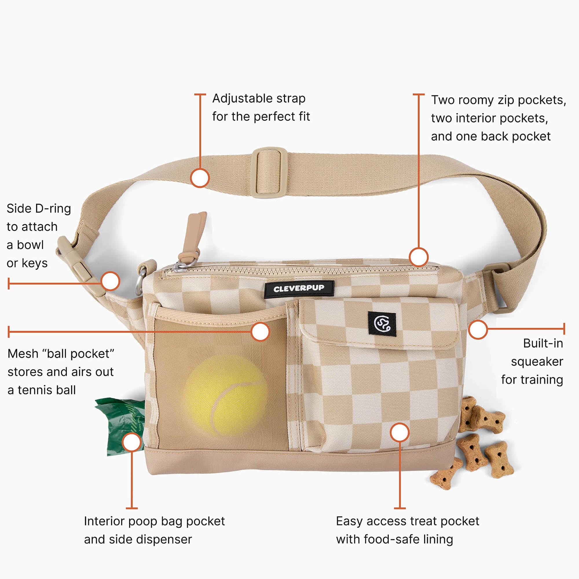 Cleverpup Walk & Train side D-ring adds quick-access attachment options.