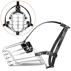CleverTail muzzle with adjustable leather straps ensures secure, comfortable fit.
