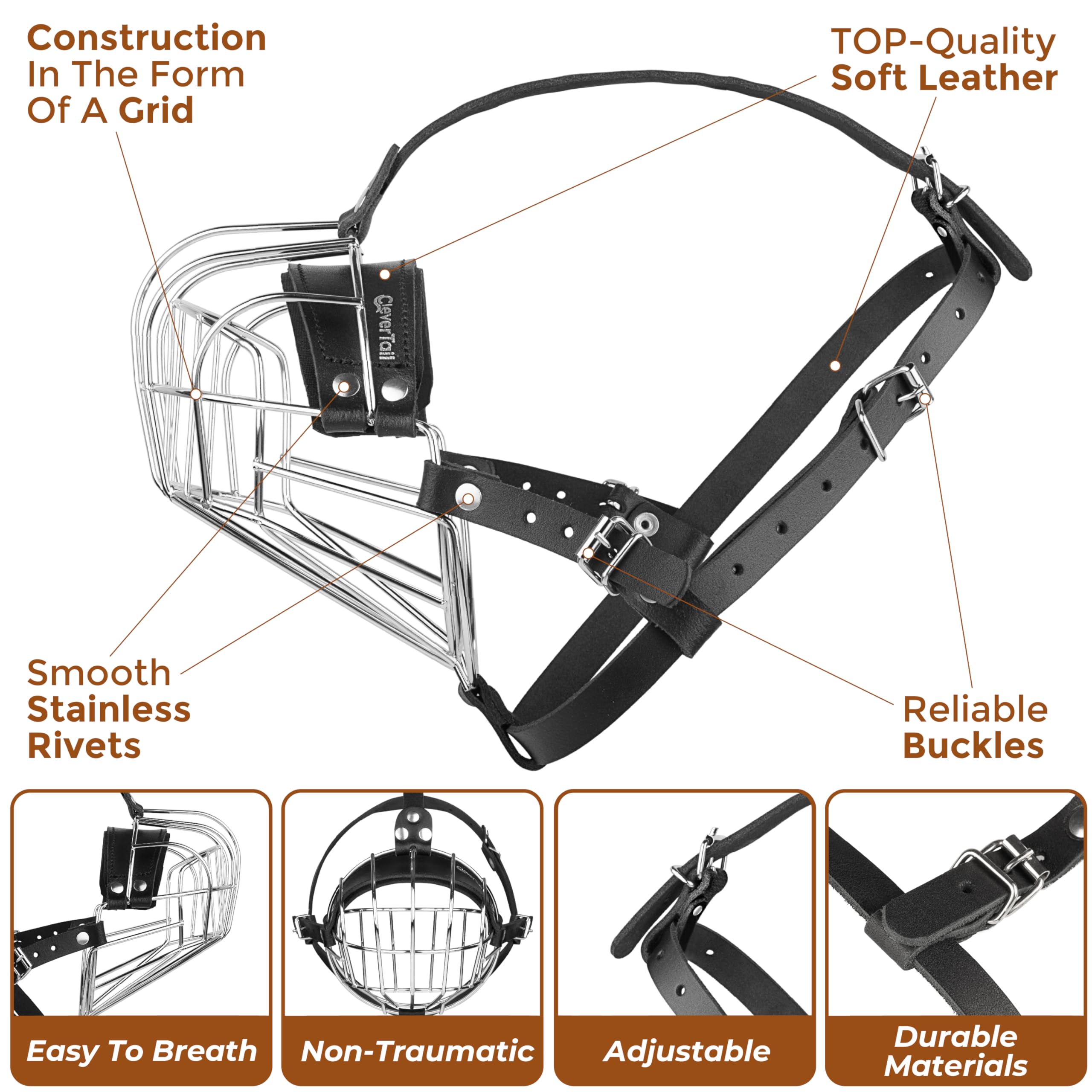 CleverTail Leather straps detail close-up for durable, adjustable fit
