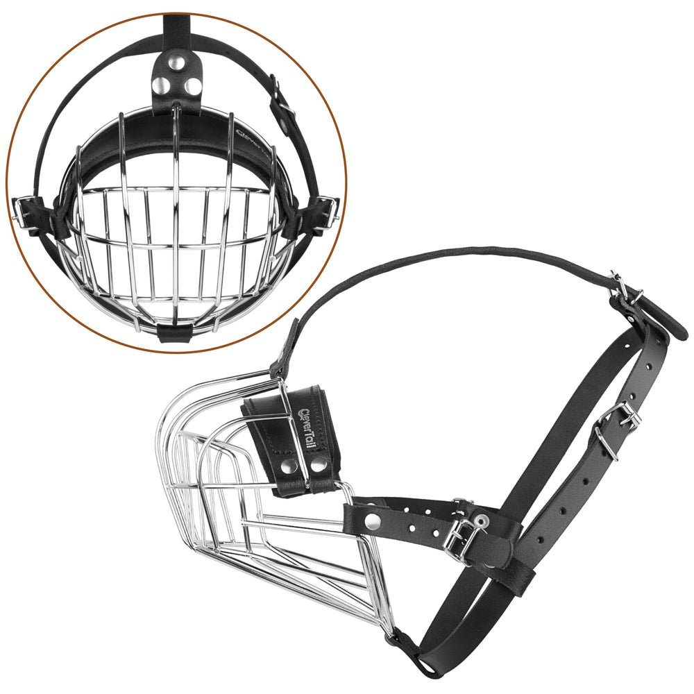 CleverTail Boxer muzzle side view with adjustable leather straps for secure fit