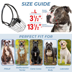 CleverTail Metal Pitbull Muzzle steel basket construction delivers durability and security.