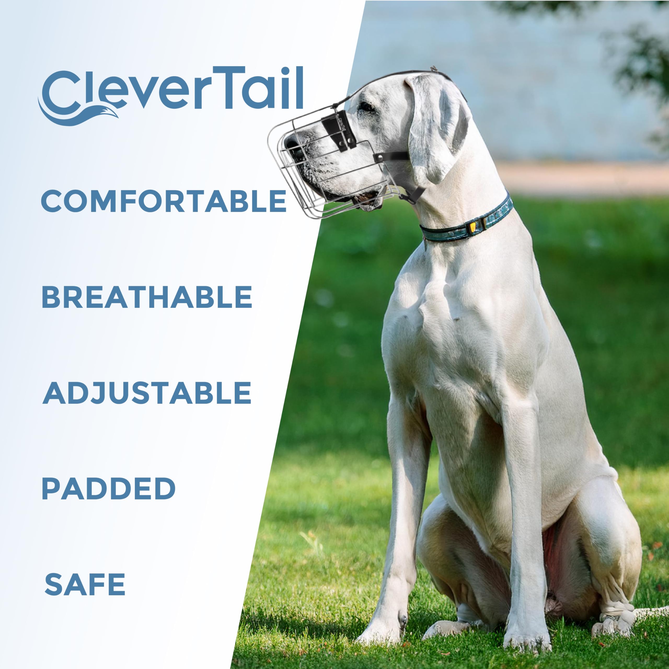 CleverTail wide-breed fit XXL muzzle suitable for large dogs like mastiffs.