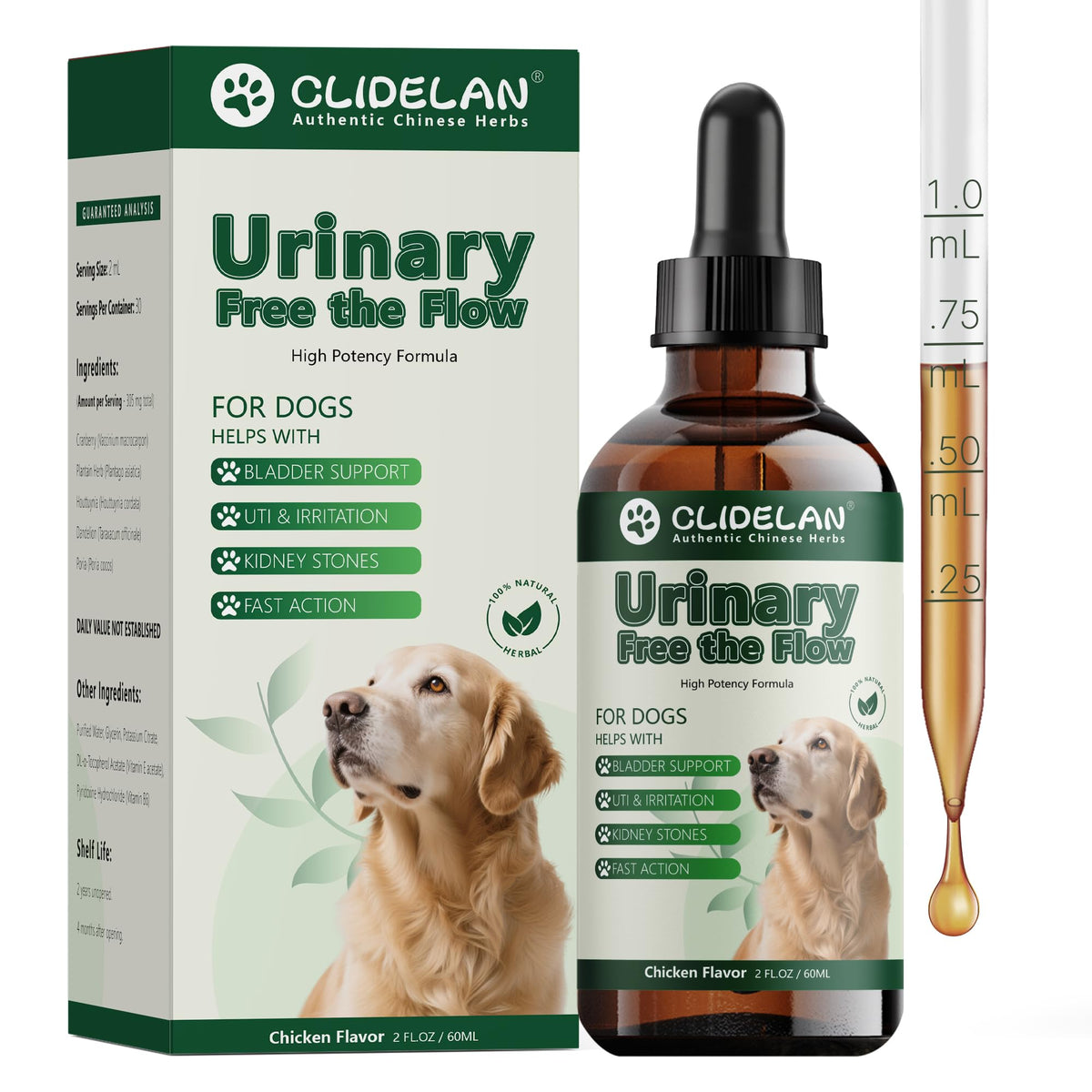Clidelan bladder-kidney stones dissolver bottle demonstrates at-home urinary support