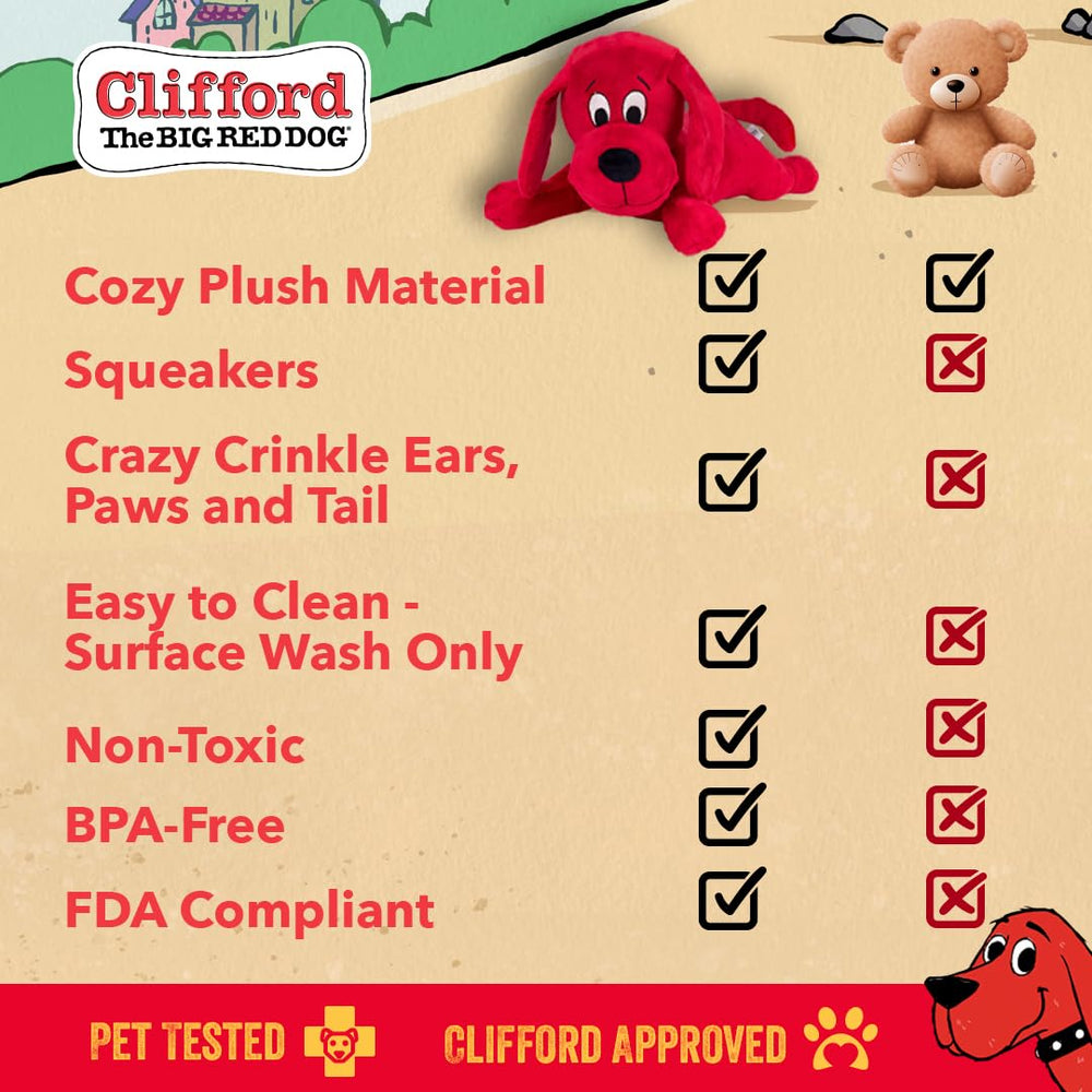 Clifford sensory toy offers comforting companionship for dogs.