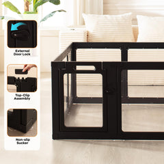 ClimbHope anti-slip base stabilizes the playpen on wood or tile floors