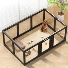 ClimbHope clear acrylic dog playpen in 24inch 10-panel setup for spacious indoor play