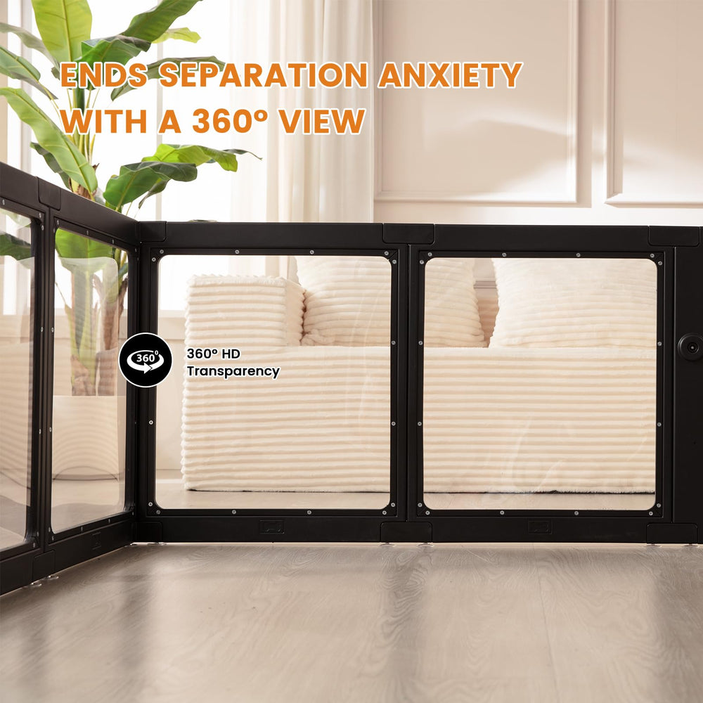 ClimbHope easy-assembly modular playpen shown expanding for growing pets