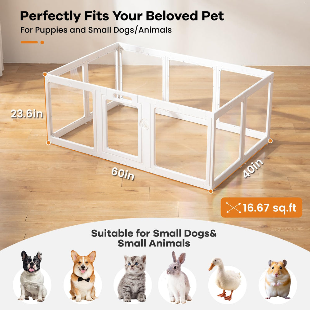 ClimbHope transparent pet play yard offers bright space for puppies and kittens