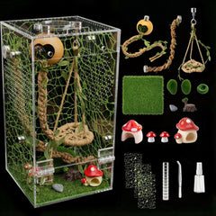 ClimPek Jumping Spider Enclosure front view, ready to use with pre assembled setup