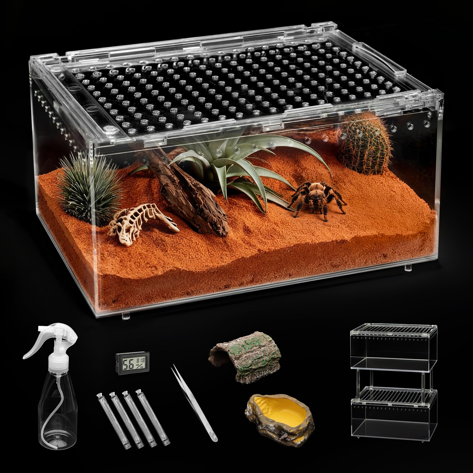 Clioran large reptile terrarium escape-proof lid keeps contents secure and visible.