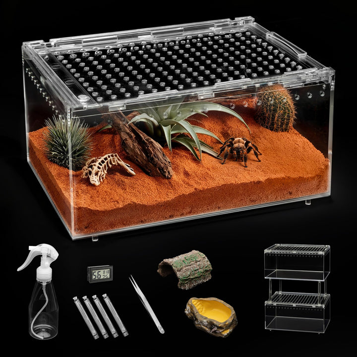 Clioran large reptile terrarium escape-proof lid keeps contents secure and visible.