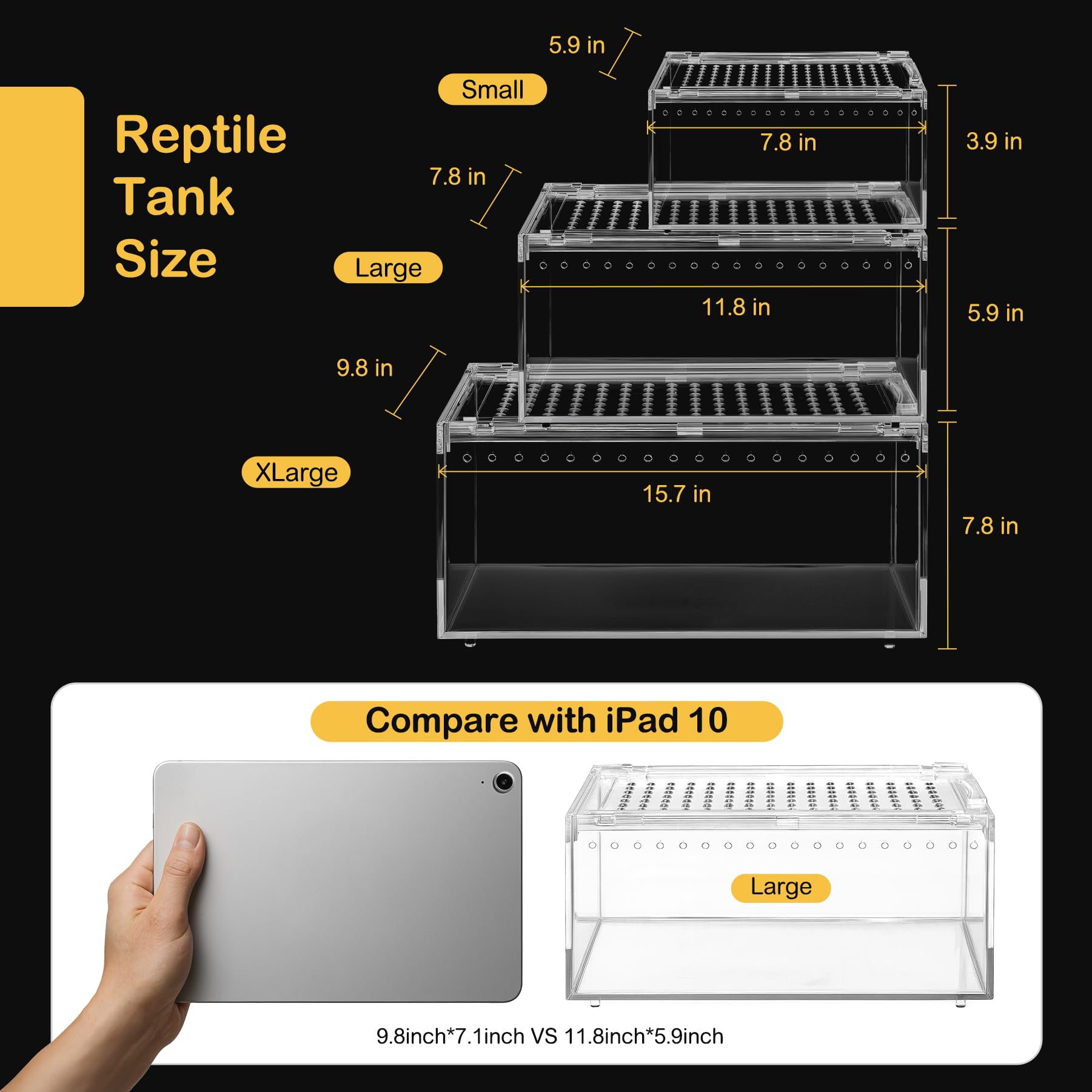 Clioran terrarium magnetic top anti escape design keeps pets secure