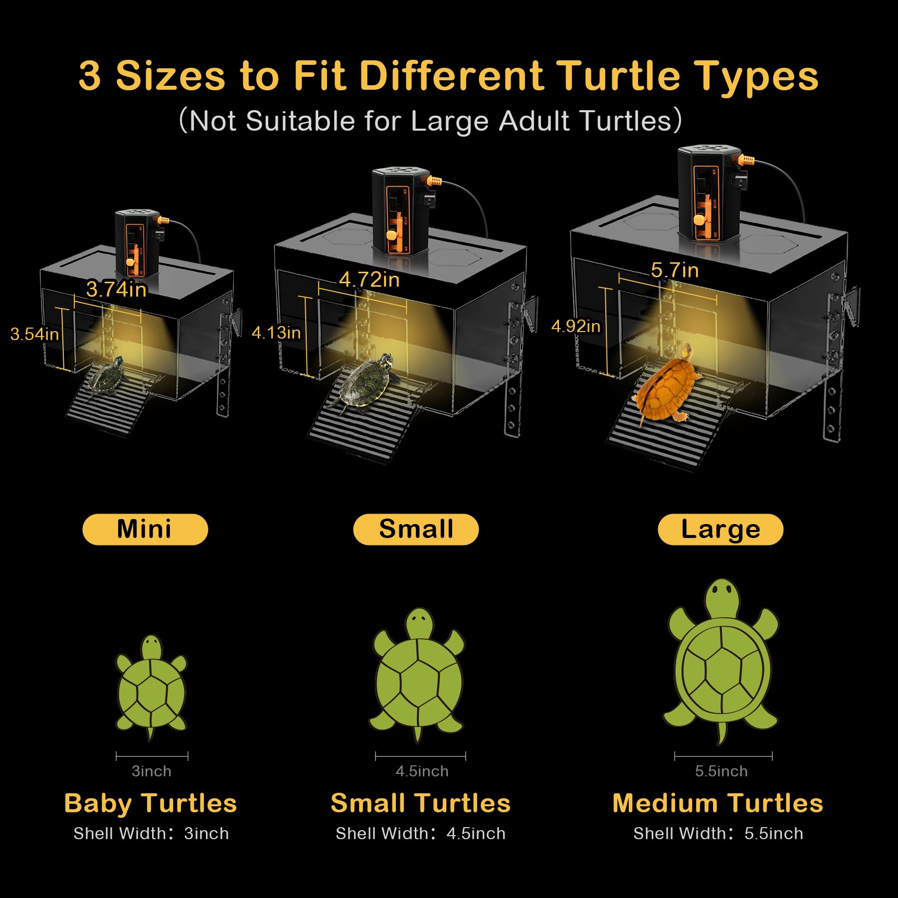Clioran small turtle habitat fits 15-gallon tanks for juvenile red-eared sliders.