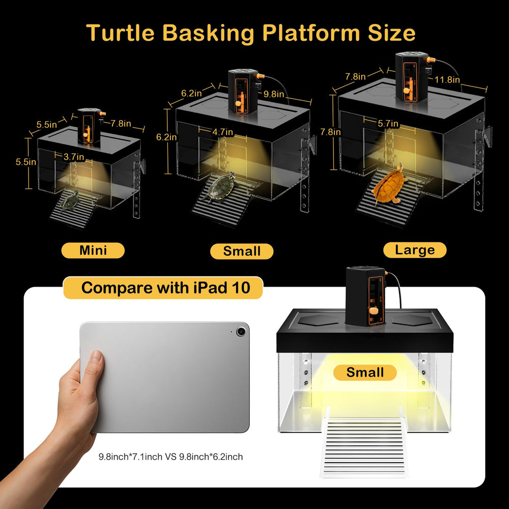 Clioran top-mounted hanging design keeps basking area secure inside the tank.
