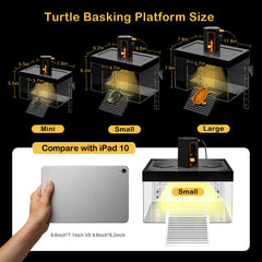 Clioran top-mounted hanging design keeps basking area secure inside the tank.