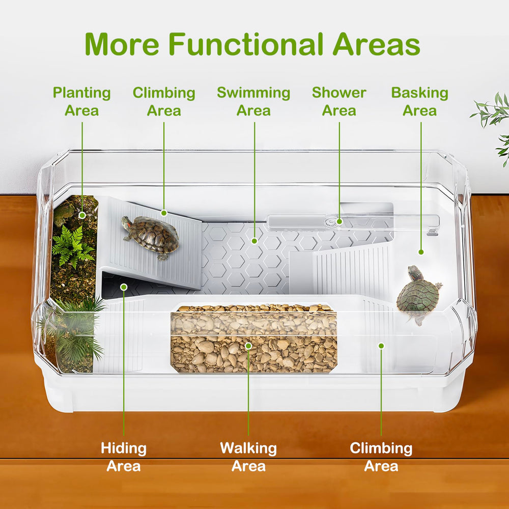 Clioran turtle tank kit multi-function habitat zones encourage natural behaviors like basking and swimming