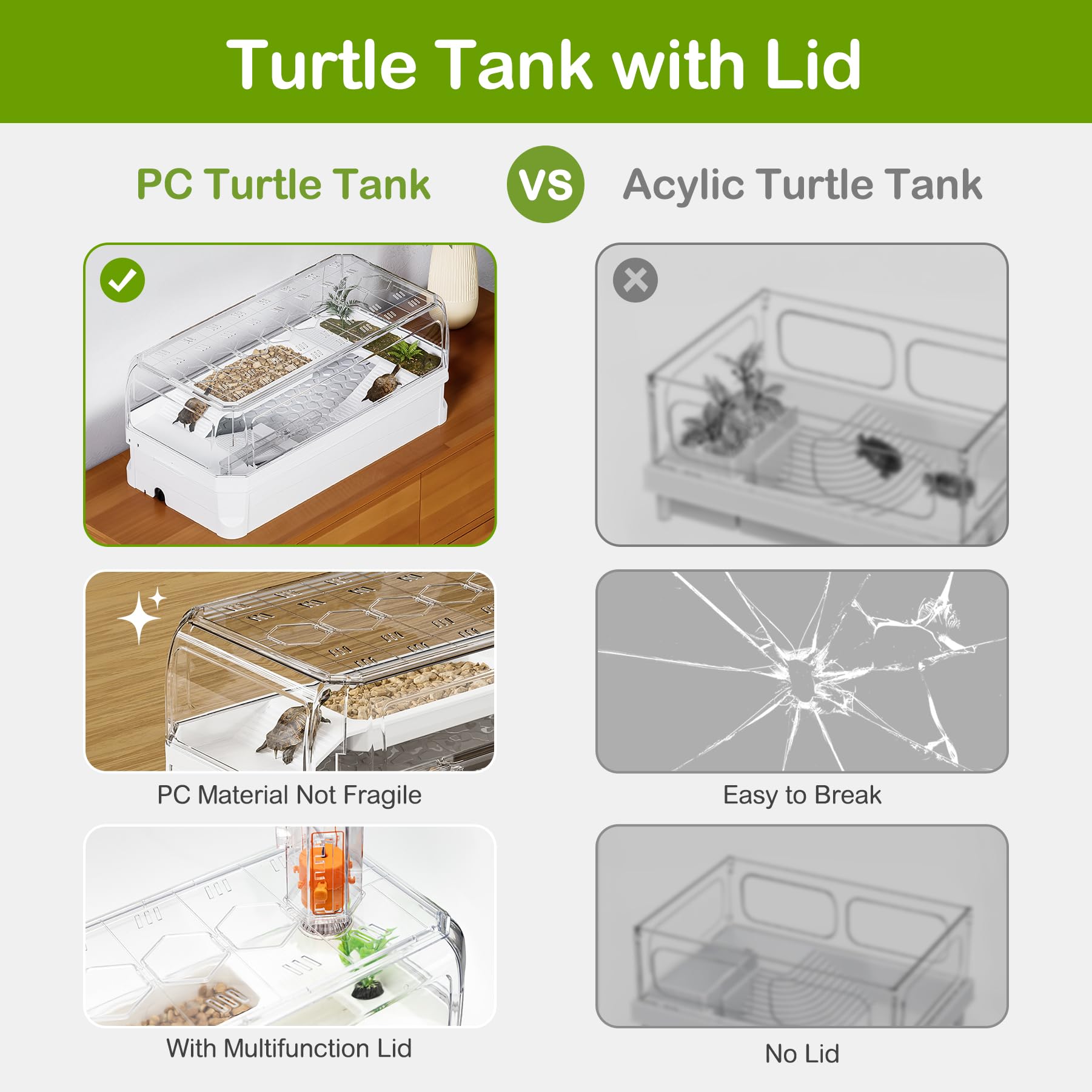 Clioran turtle tank kit rain shower arm adds gentle water action for enrichment