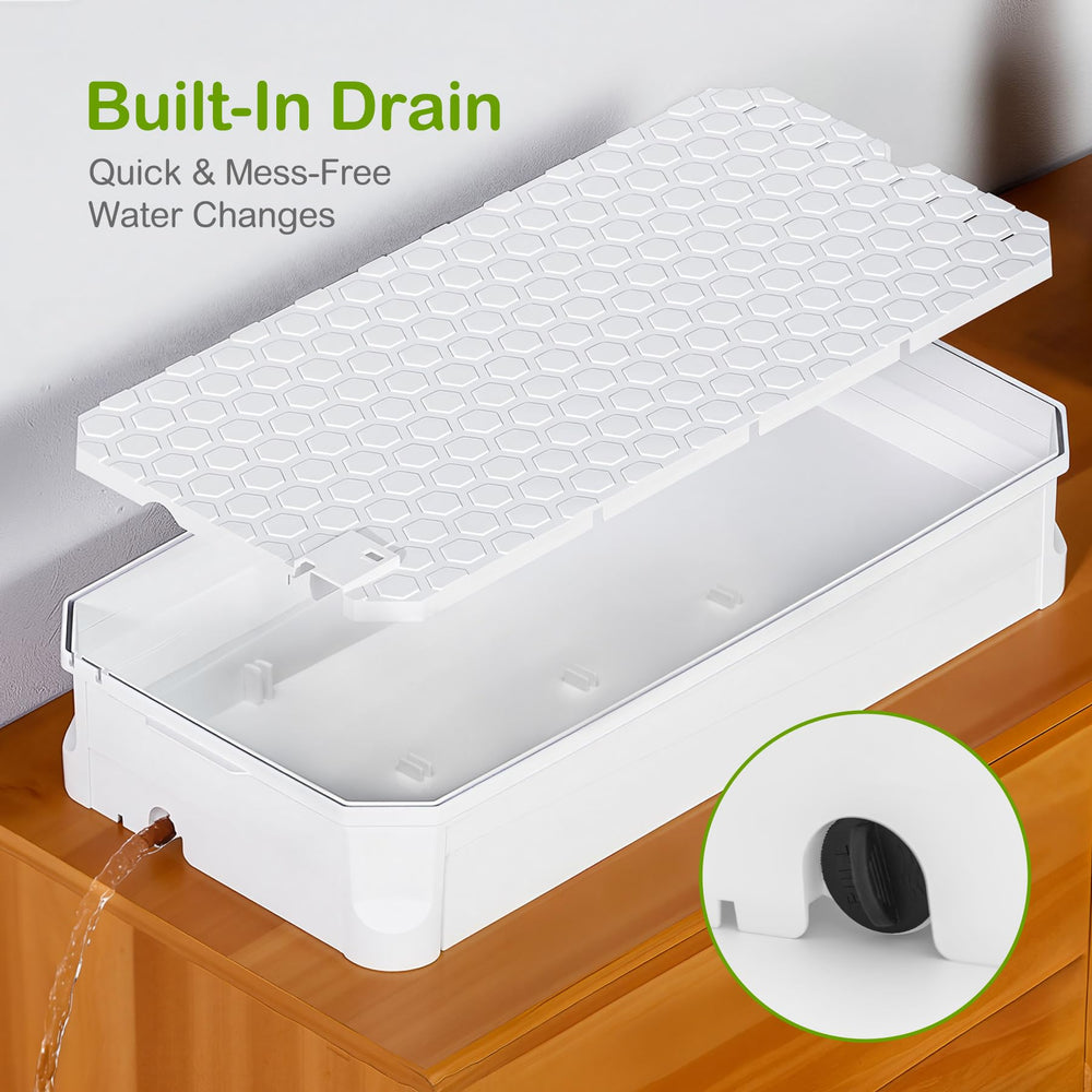 Clioran turtle tank kit UV basking platform light promotes warmth and activity