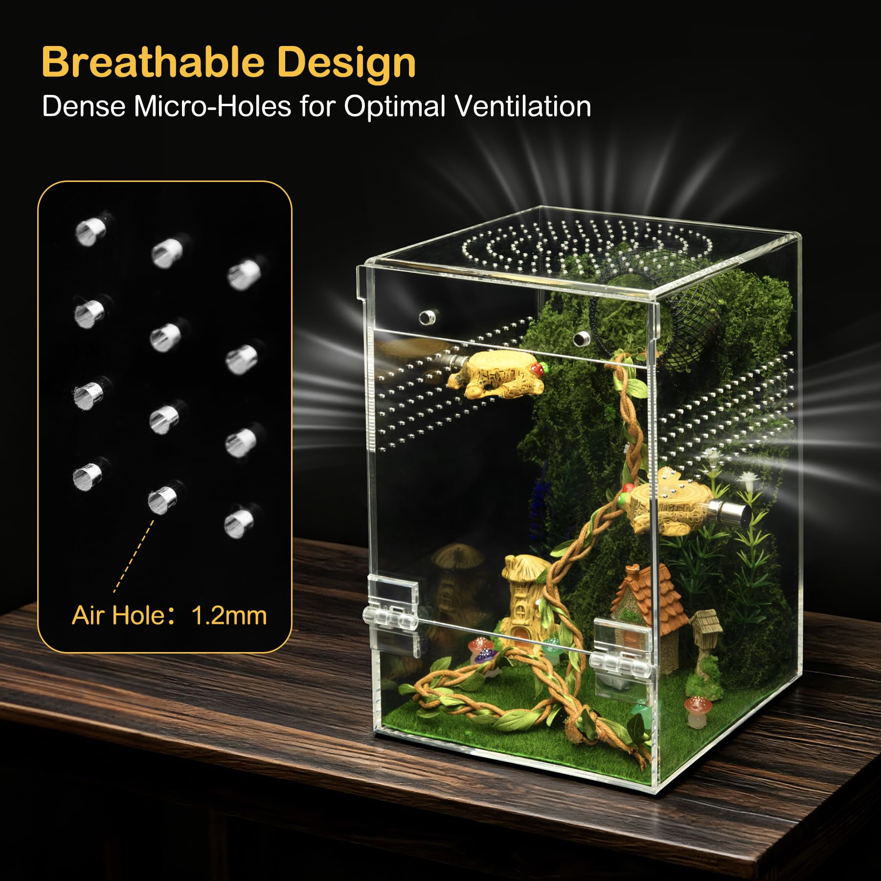 Clioran ventilated airflow enclosure with dense micro-vents supporting healthy humidity