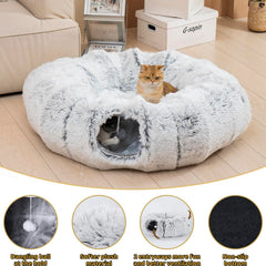 CLKHOWL Cat Tunnel Bed folds for compact storage and travel.