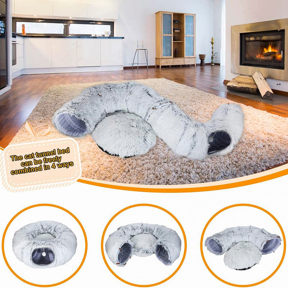 CLKHOWL Cat Tunnel Bed offers large space for lounging and exploration.