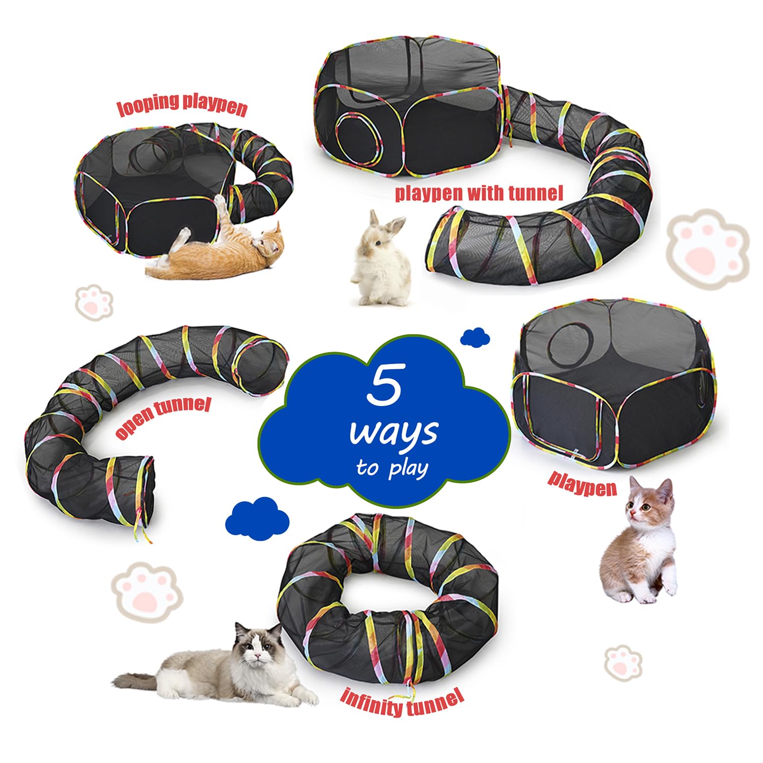 CLKHOWL spacious play area fits multiple small pets.